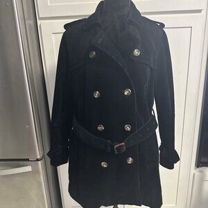 L.L. Bean Women's Corduroy Double Breasted Coat Dark Blue S Large Petite Winter